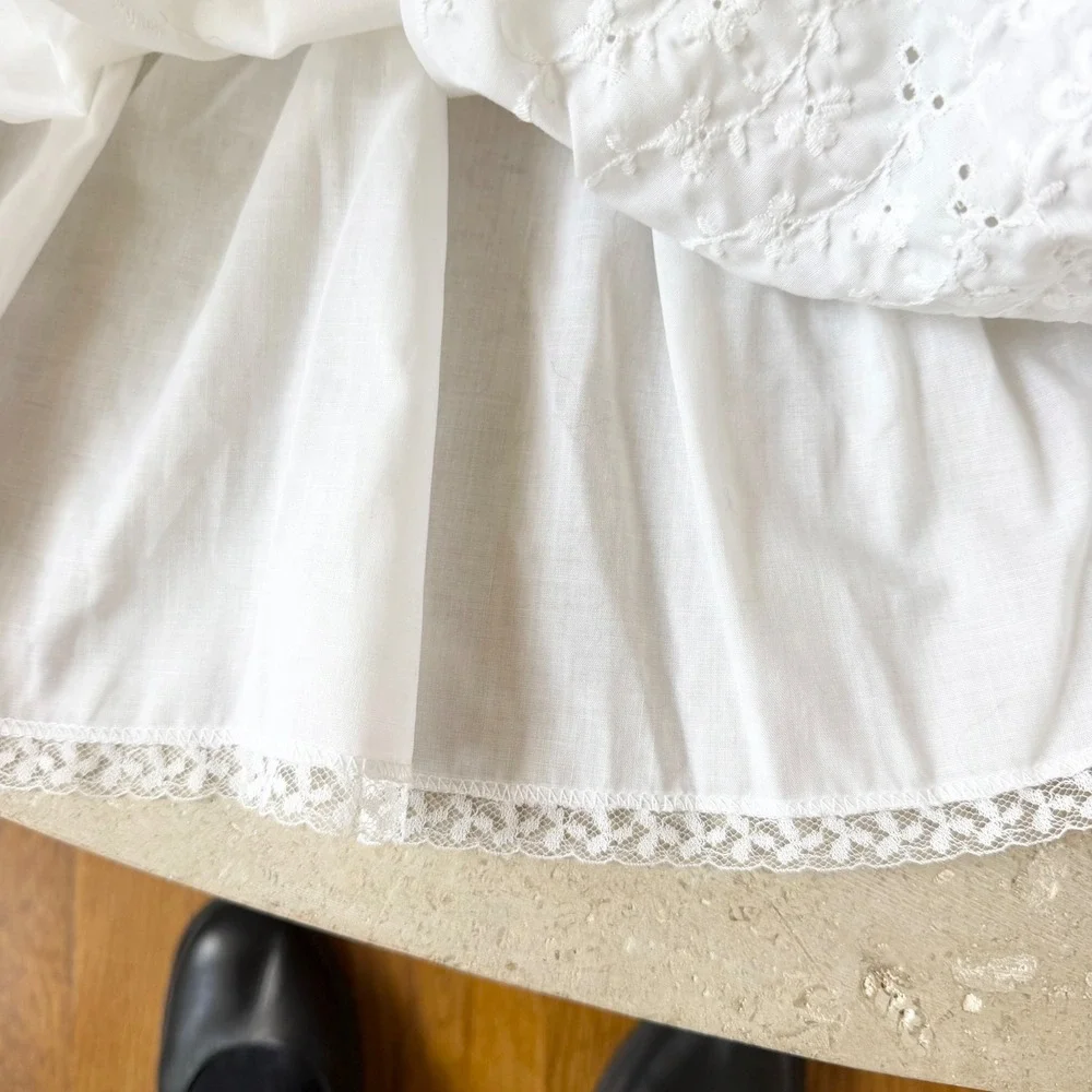 Madonna Original Vintage White Eyelet Lace Christening Dress Baby Girl 3-6 mo